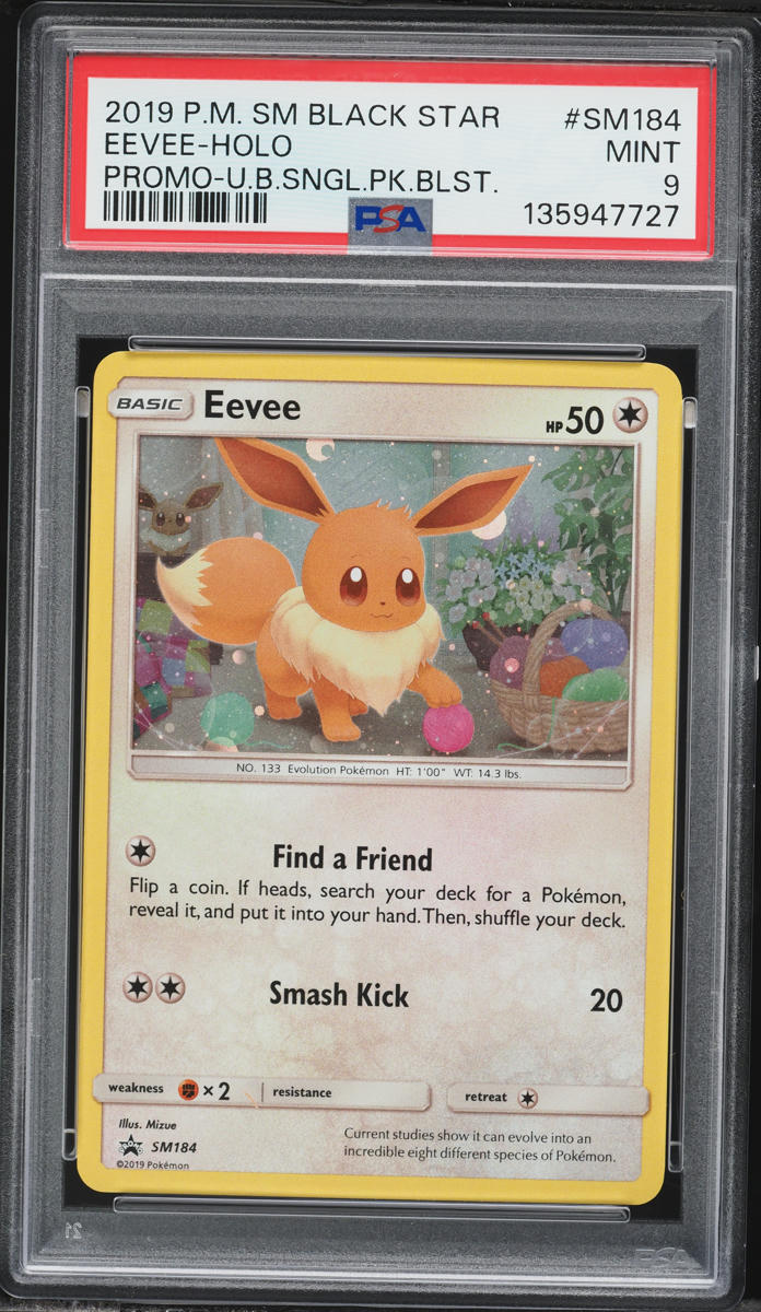 2019 Pokemon Sun & Moon Promo Single Pack Holo Eevee #SM184 PSA 9 MINT