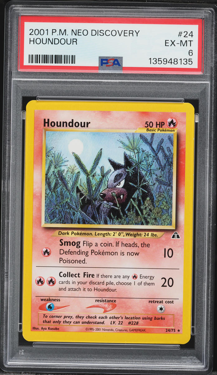2001 Pokemon Neo Discovery Houndour #24 PSA 6 EXMT