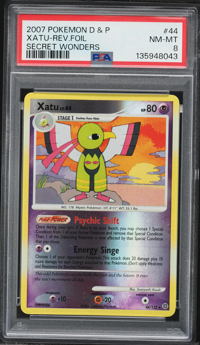 2007 Pokemon Diamond & Pearl Secret Wonders Reverse Holo Xatu #44 PSA 8 NM-MT