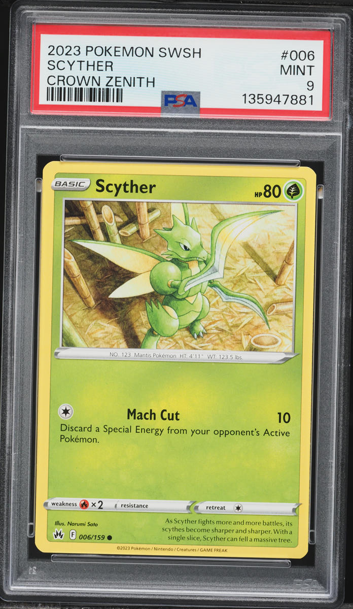 2023 Pokemon Sword & Shield Crown Zenith Scyther #006 PSA 9 MINT