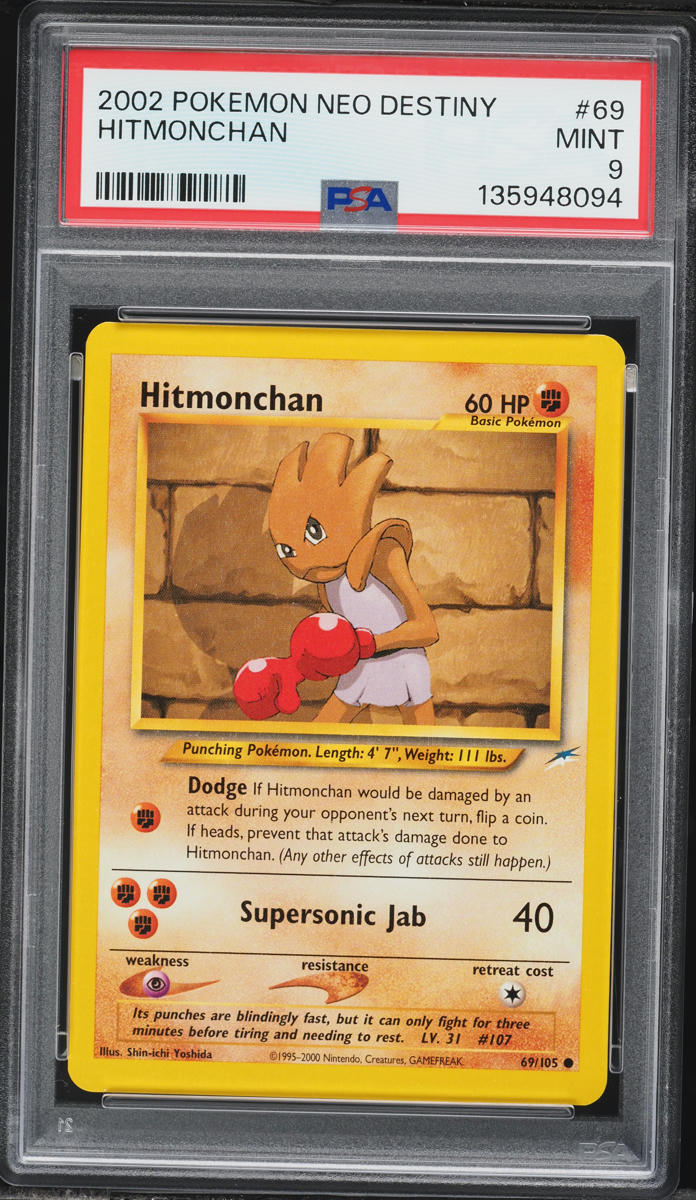2002 Pokemon Neo Destiny Hitmonchan #69 PSA 9 MINT