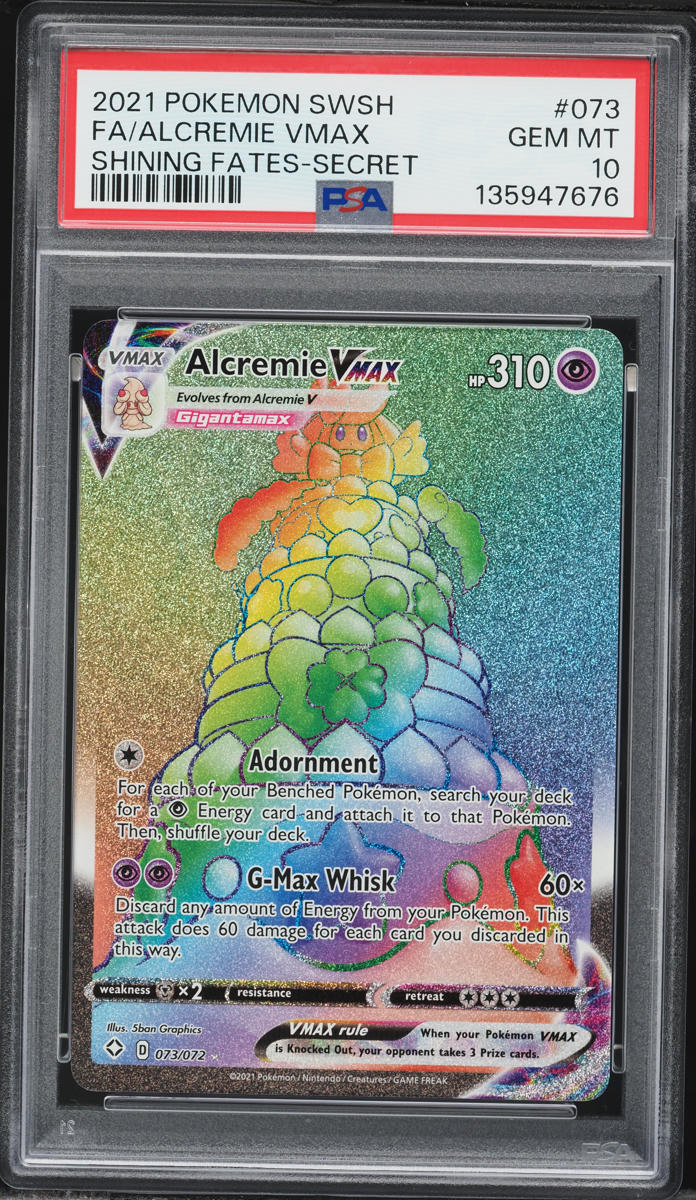 2021 Pokemon Sword & Shield Shining Fates Rainbow Rare Alcremie VMAX #73 PSA 10 GEM MINT
