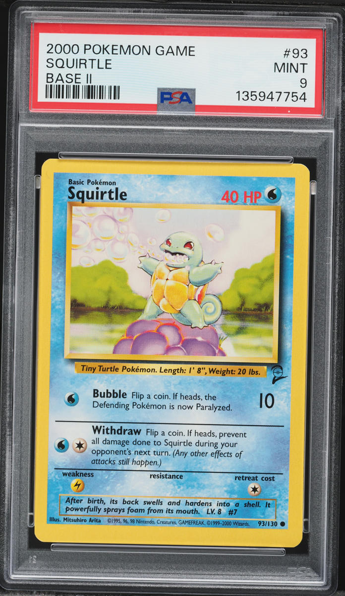 2000 Pokemon Base Set 2 Squirtle #93 PSA 9 MINT