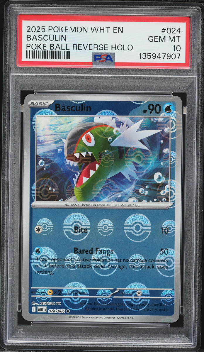 2025 Pokemon Scarlet & Violet White Flare Poke Ball Reverse Holo Basculin #024 PSA 10 GEM MINT