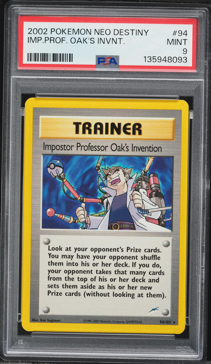 2002 Pokemon Neo Destiny Impostor Professor Oak's Invention #94 PSA 9 MINT