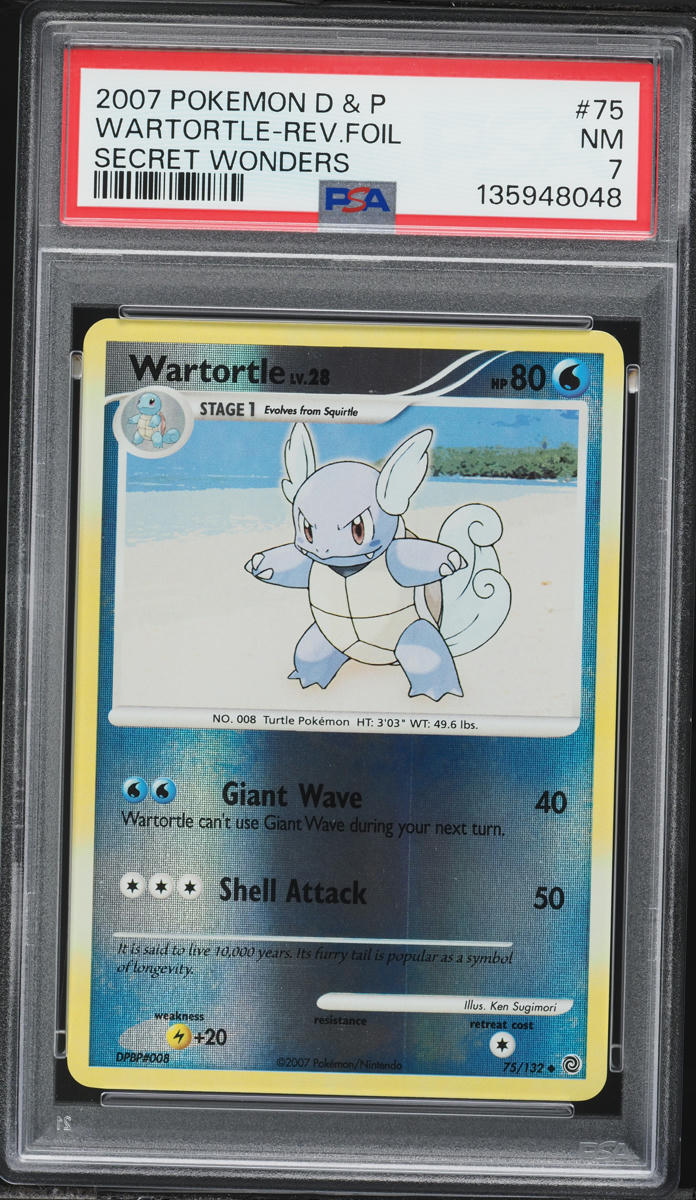 2007 Pokemon Diamond & Pearl Secret Wonders Reverse Holo Wartortle #75 PSA 7 NRMT