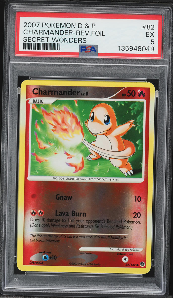 2007 Pokemon Diamond & Pearl Secret Wonders Reverse Holo Charmander #82 PSA 5 EX