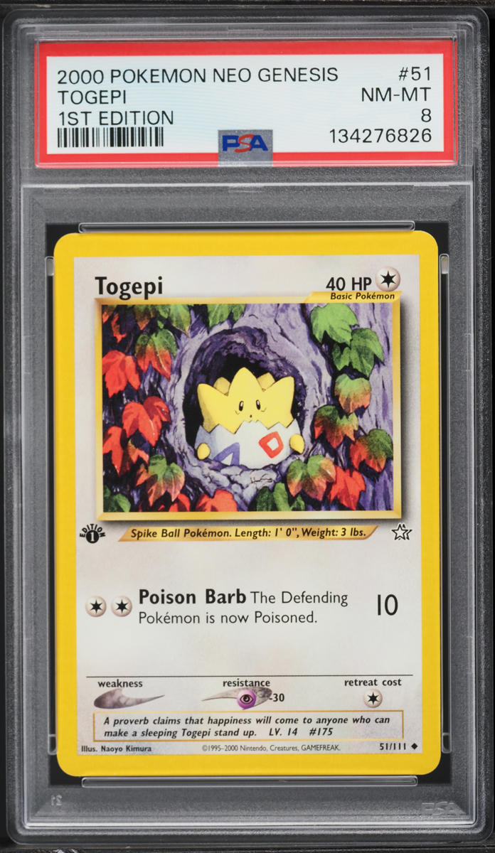 2000 Pokemon Neo Genesis 1st Edition Togepi #51 PSA 8 NM-MT