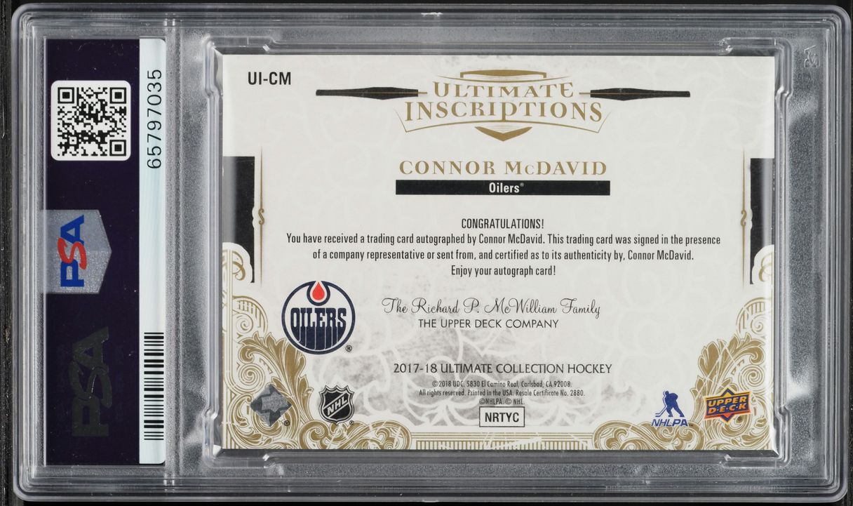 2017 Ultimate Collection Inscriptions Connor McDavid AUTO #UI-CM PSA 9 MINT - Photo 2