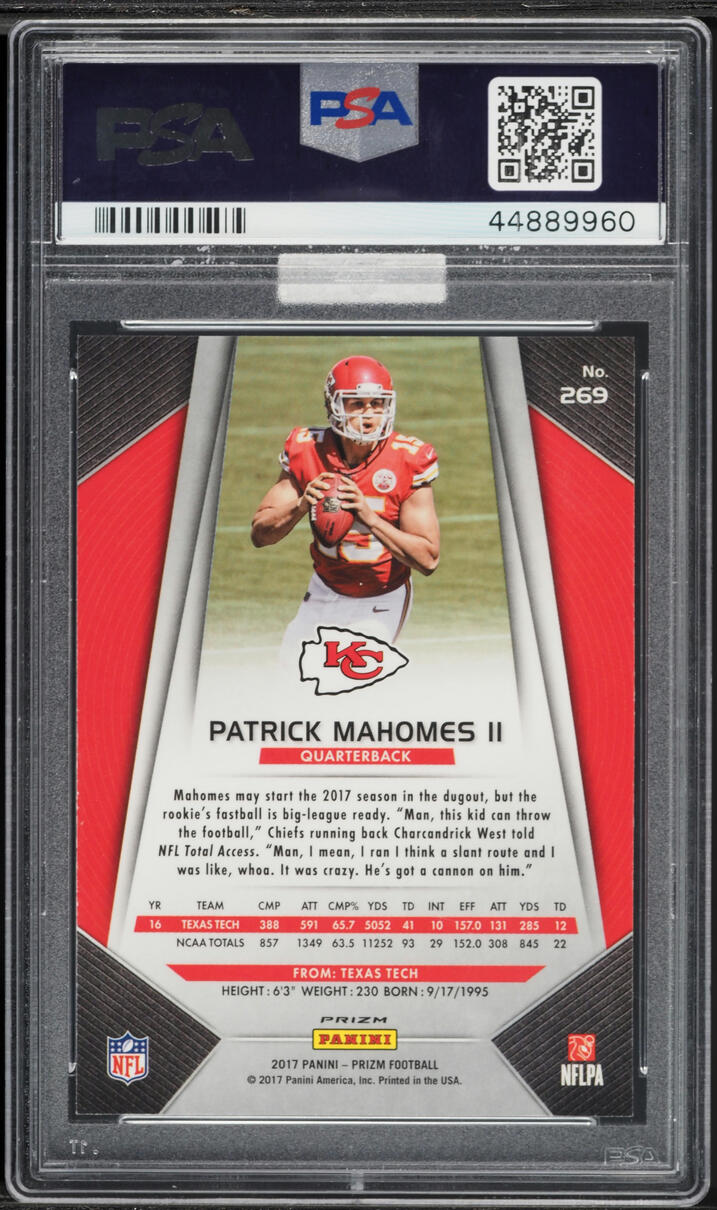 2017 Panini Prizm Silver Patrick Mahomes II ROOKIE #269 MBA PSA 10 GEM MINT - Photo 2