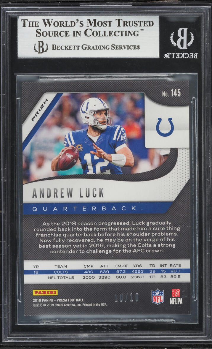 2019 Panini Prizm Gold Andrew Luck 10/10 #145 BGS 9 MINT - Photo 2