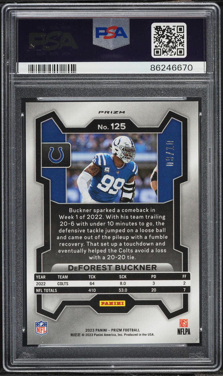 2023 Panini Prizm Gold Deforest Buckner /10 #125 PSA 9 MINT - Photo 2