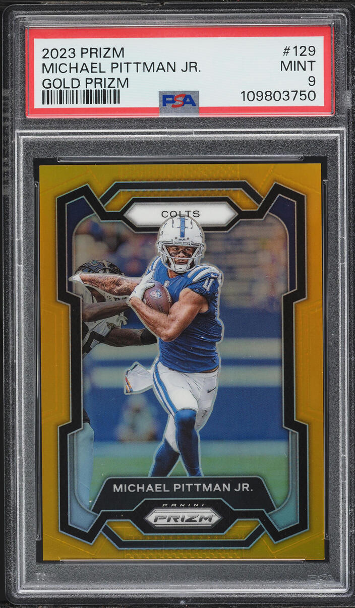 2023 Panini Prizm Gold Michael Pittman Jr. /10 #129 PSA 9 MINT - Photo 1