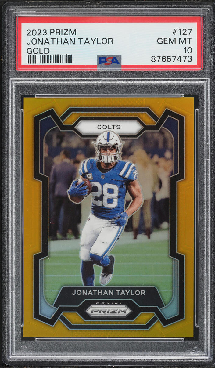 2023 Panini Prizm Gold Jonathan Taylor /10 #127 PSA 10 GEM MINT - Photo 1