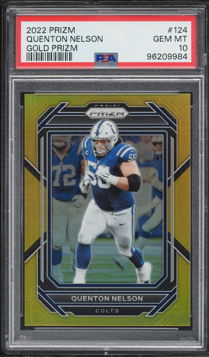 2022 Panini Prizm Gold Quenton Nelson /10 #124 PSA 10 GEM MINT - Photo 1