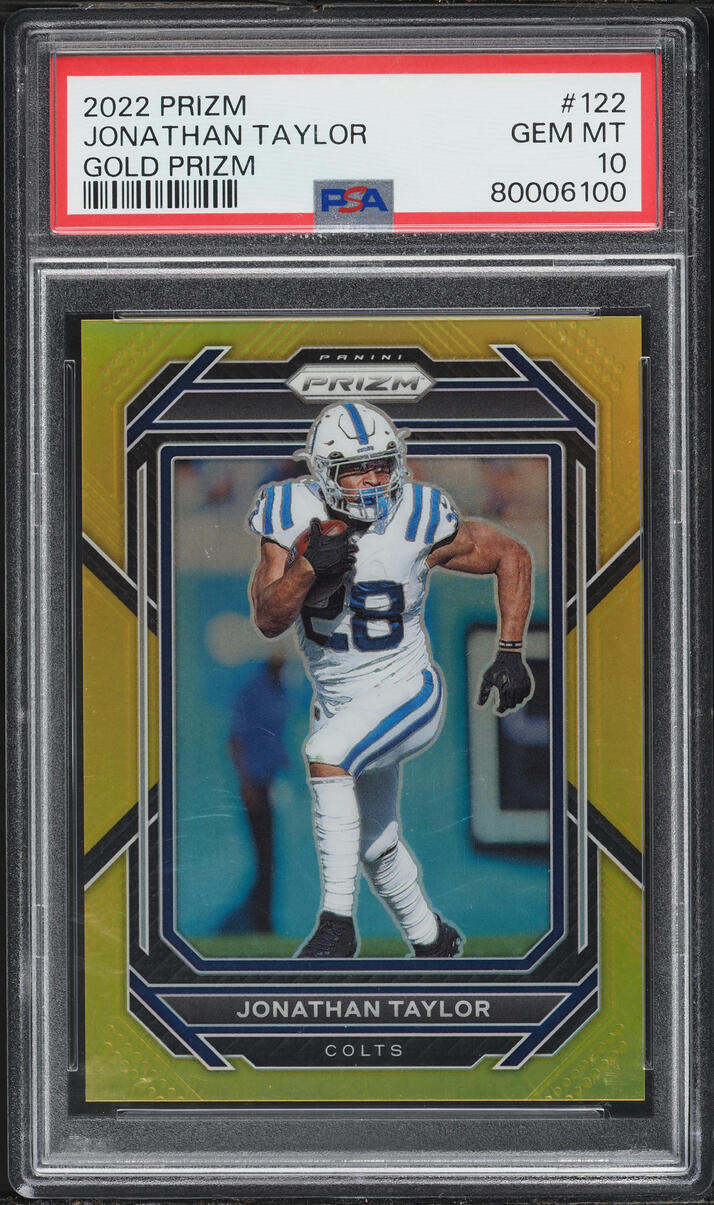 2022 Panini Prizm Gold Jonathan Taylor /10 #122 PSA 10 GEM MINT - Photo 1