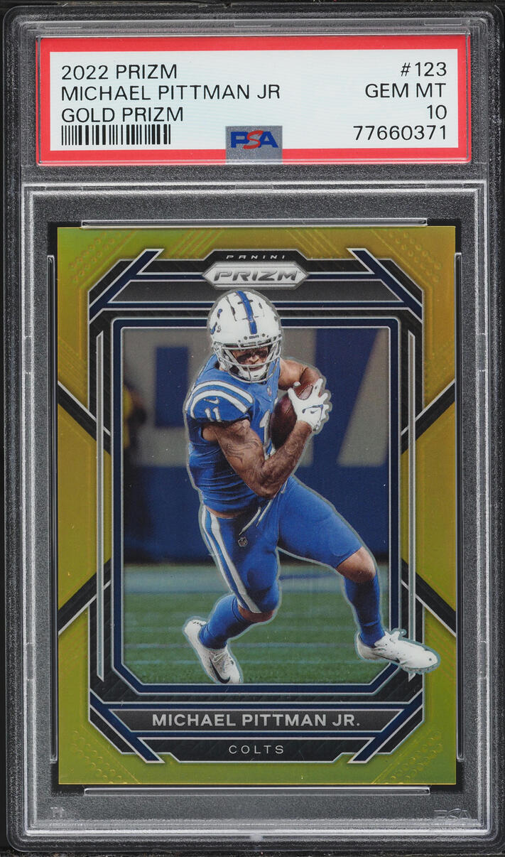 2022 Panini Prizm Gold Michael Pittman Jr /10 #123 PSA 10 GEM MINT - Photo 1