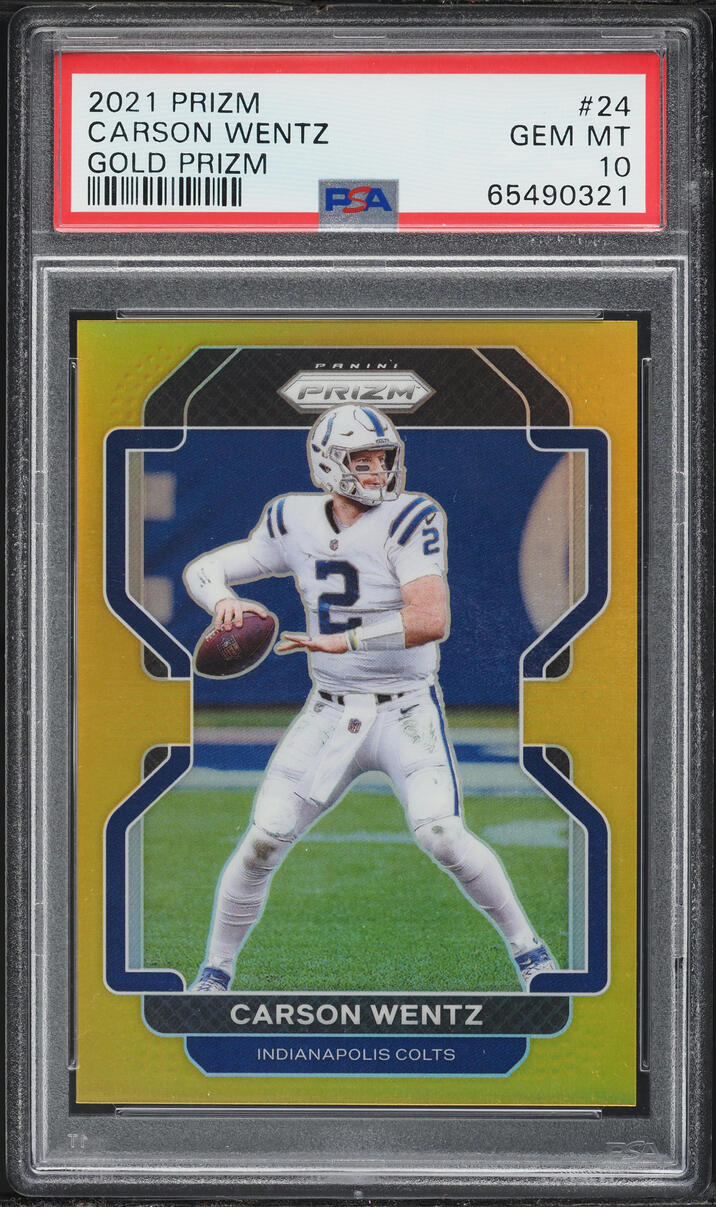2021 Panini Prizm Gold Carson Wentz /10 #24 PSA 10 GEM MINT - Photo 1