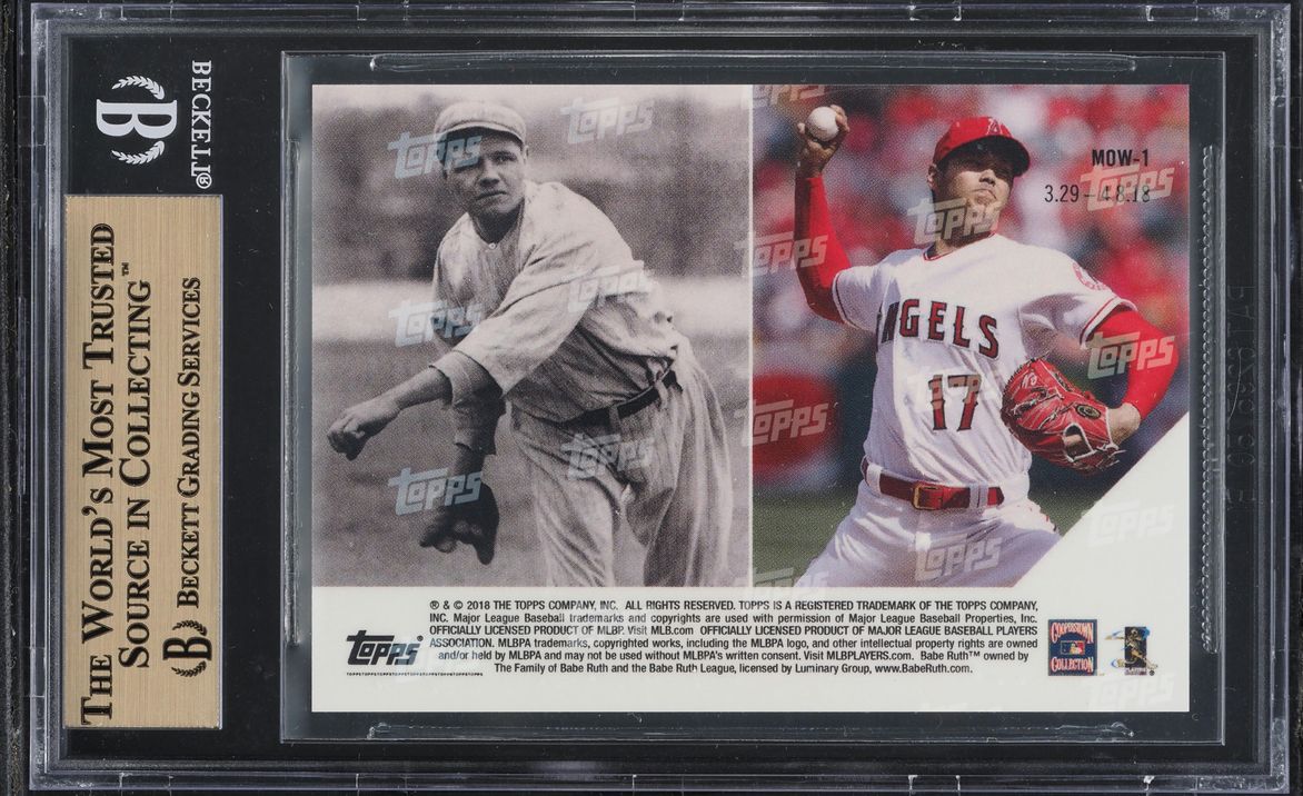 2018 Topps Now Moment Of The Week Babe Ruth Shohei Ohtani ROOKIE #MOW-1 BGS 10