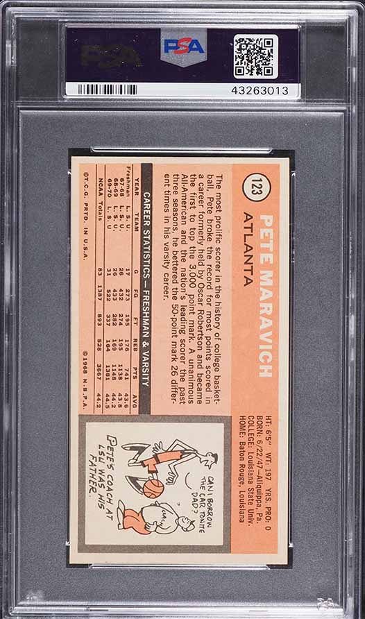 1970 Topps Basketball Pete Maravich ROOKIE #123 PSA 7 NRMT
