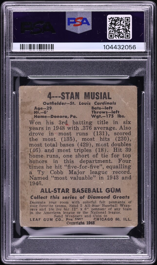 1948 Leaf Stan Musial #4 PSA 1 PR