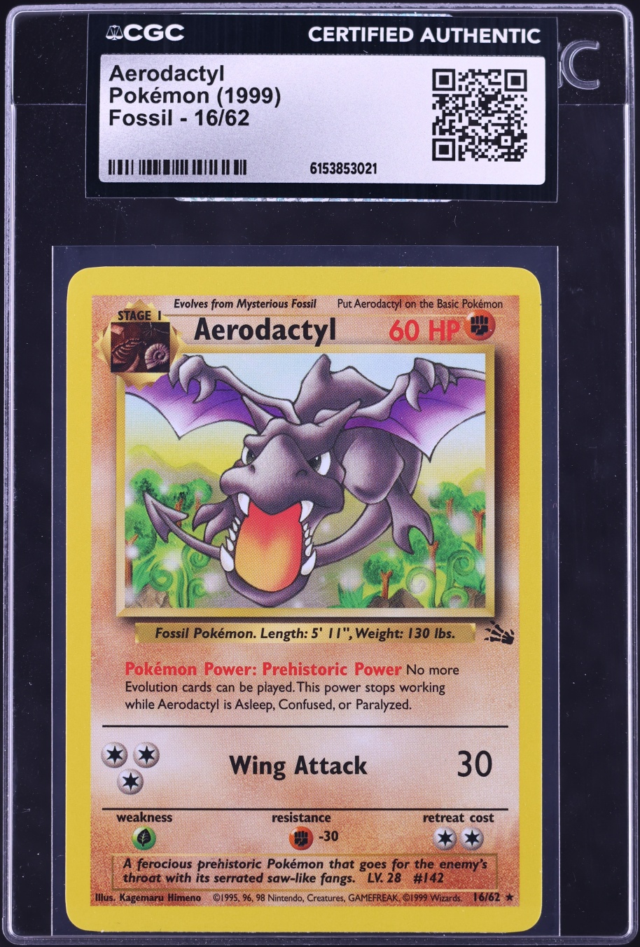 1999 Pokemon Fossil Aerodactyl #16 CGC AUTH