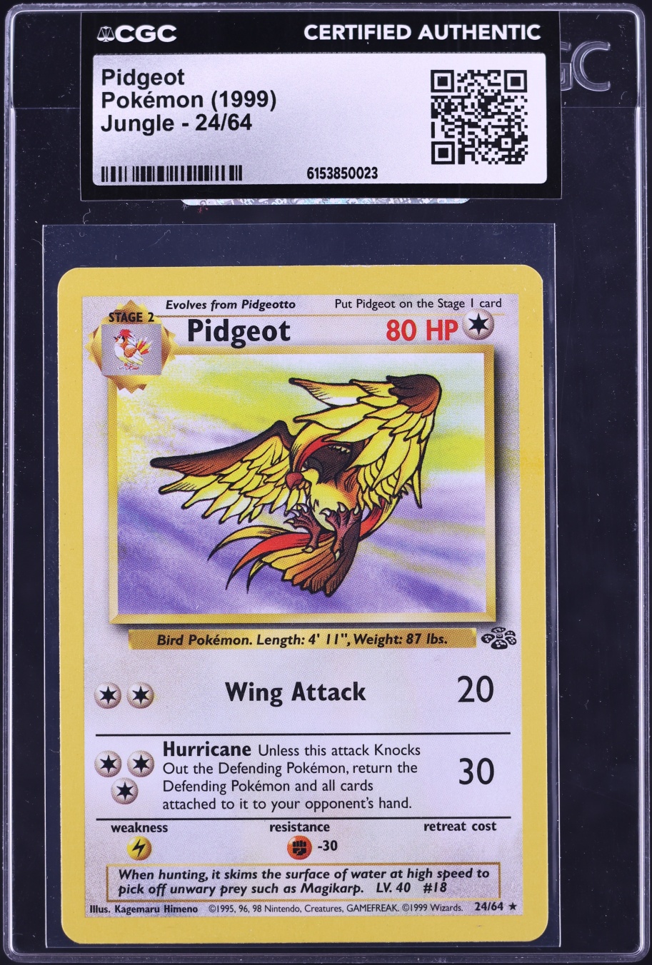 1999 Pokemon Jungle Pidgeot #24 CGC AUTH