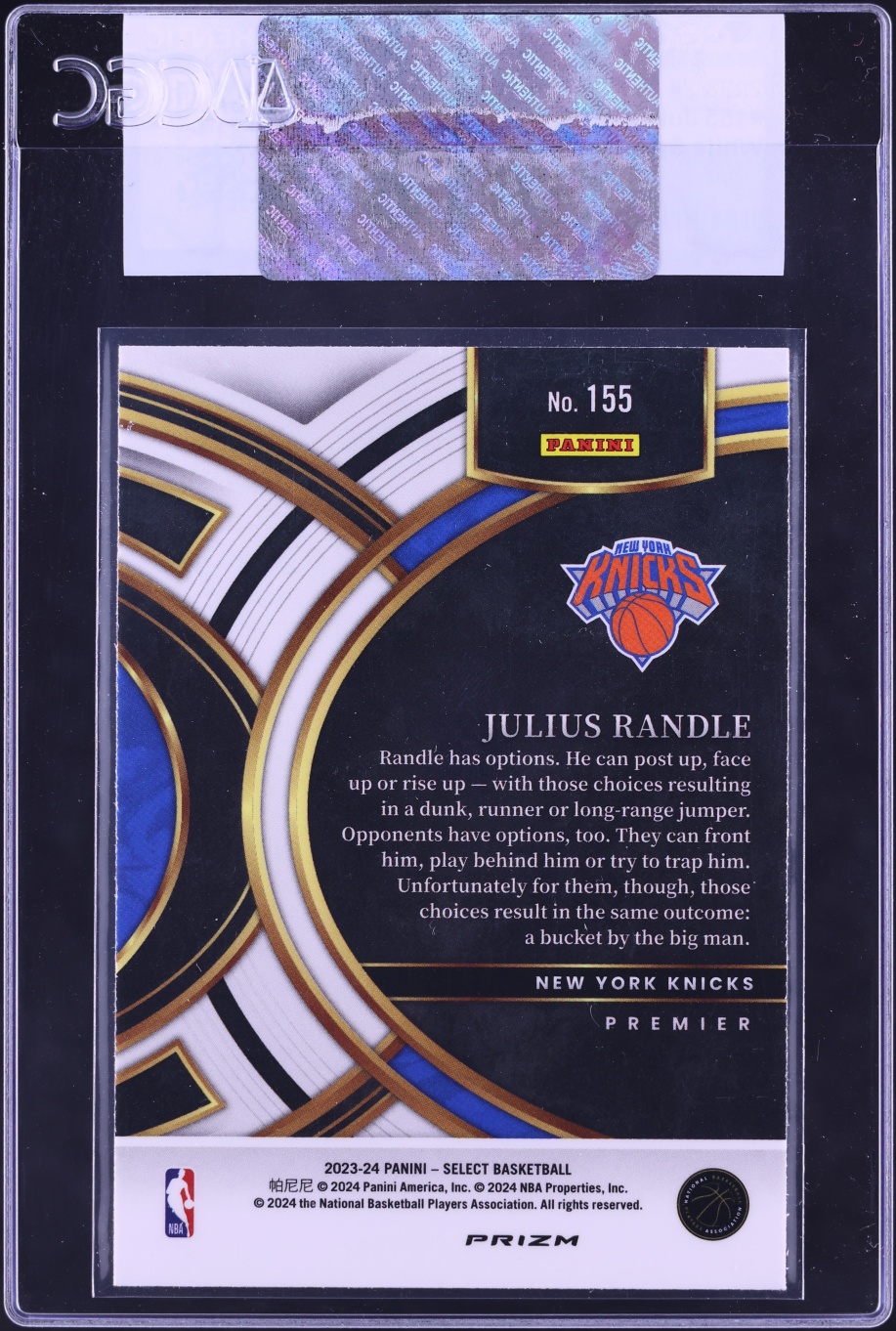 2023 Select Premier White Sparkle Julius Randle #155 CGC AUTH