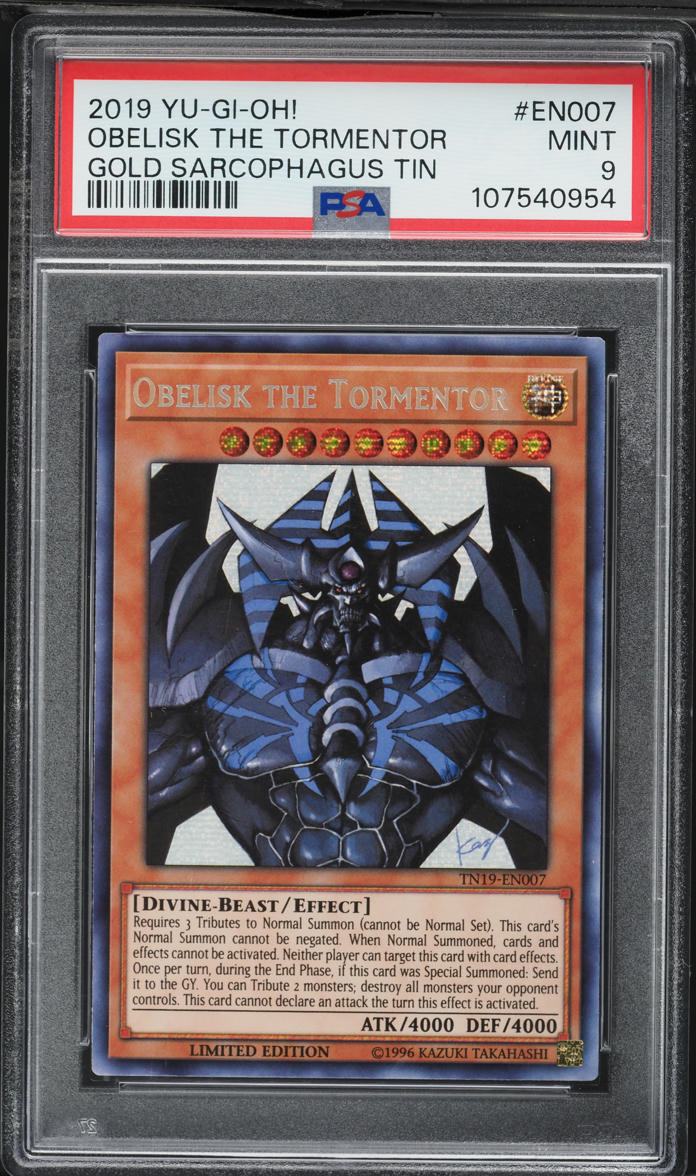 2019 Yu-Gi-Oh! Gold Sarcophagus Tin Limited Edition Obelisk The Tormentor #TN19-EN007 PSA 9