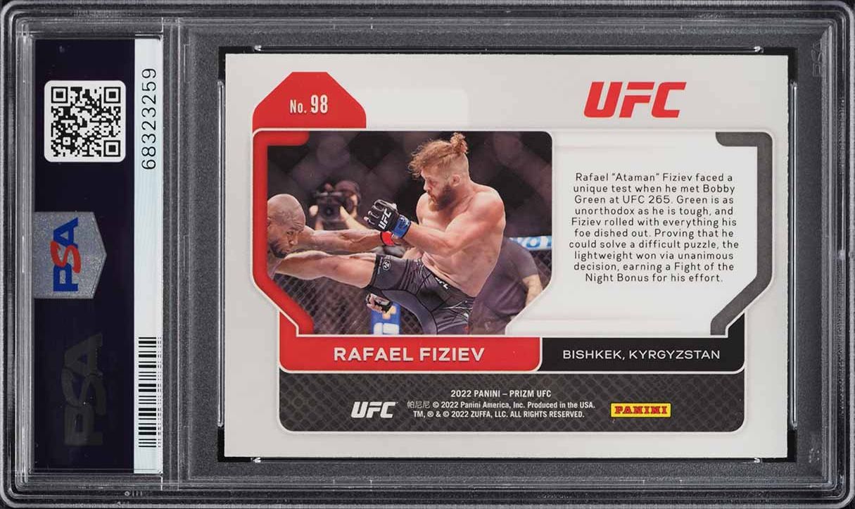 2022 Panini Prizm UFC Rafael Fiziev ROOKIE #98 PSA 9 MINT