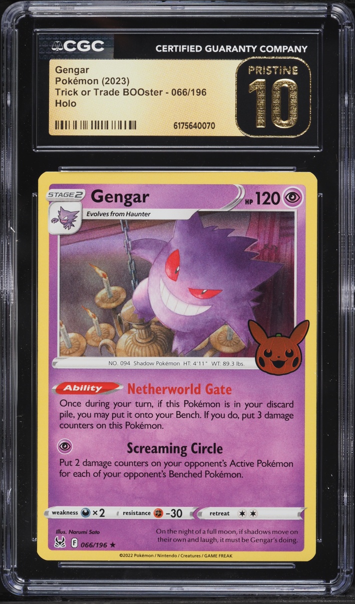2023 Pokemon Sword & Shield Trick Or Trade BOOster Holo Gengar #66 CGC 10 PRISTINE