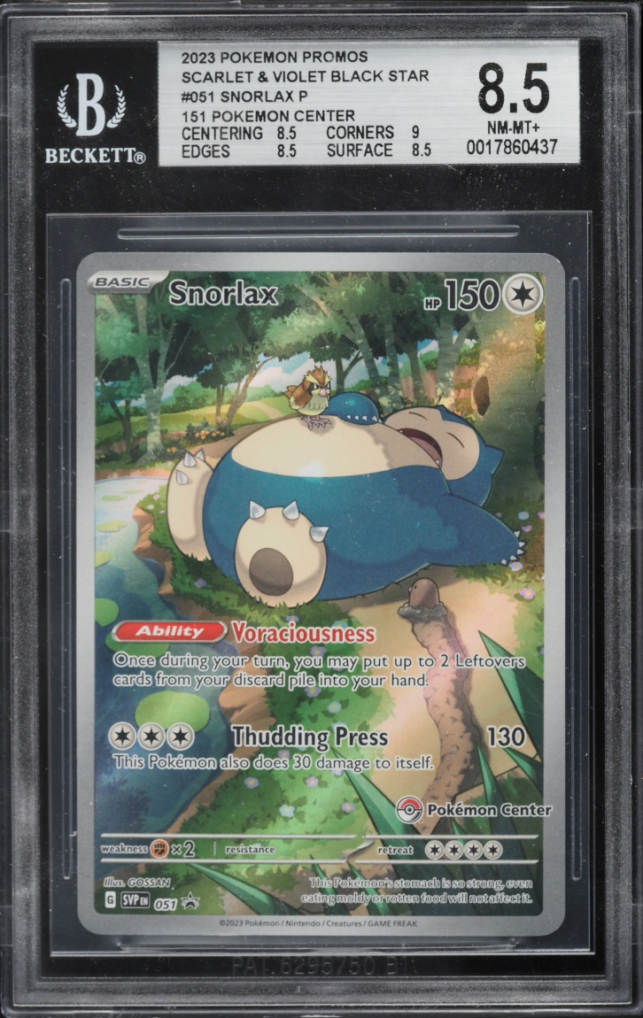2023 Pokemon Scarlet & Violet Promo 151 Center ETB Full Art Snorlax #51 BGS 8.5 NM-MT+