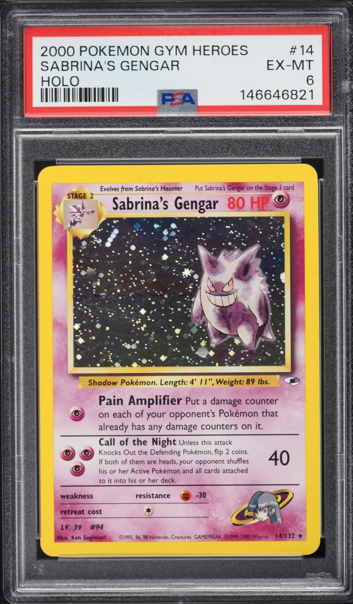 2000 Pokemon Gym Heroes Holo Sabrina's Gengar #14 PSA 6 EXMT