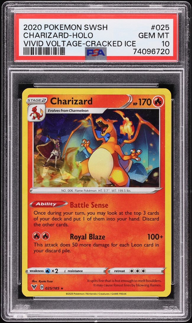 2020 Pokemon SWSH Vivid Voltage Cracked Ice Holo Charizard #25 PSA 10 ...
