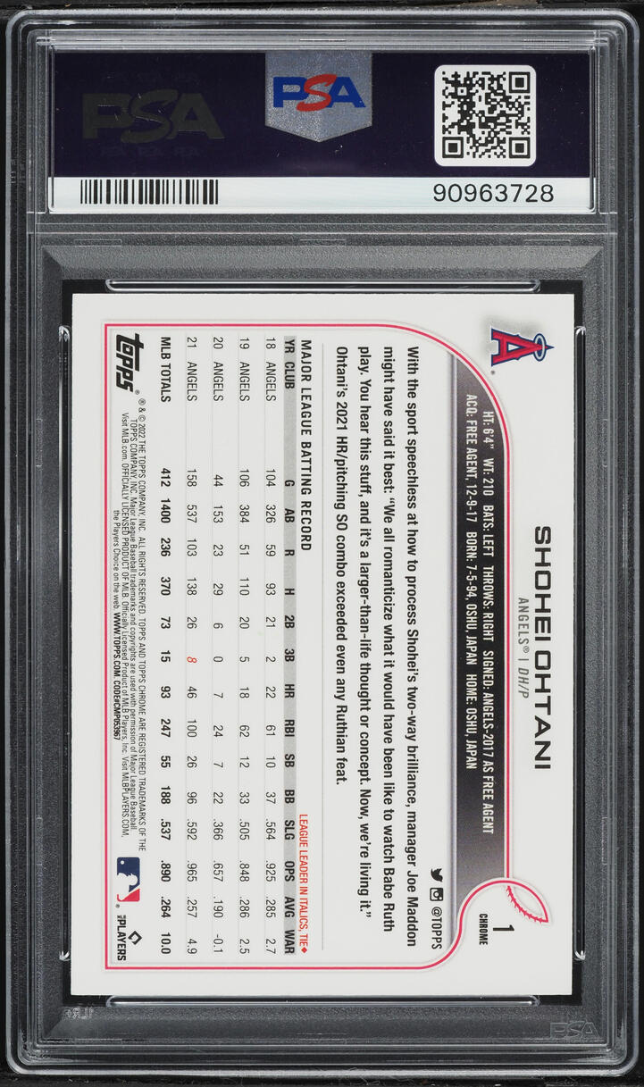2022 Topps Chrome Prism Refractor Shohei Ohtani #1 PSA 10 GEM MINT