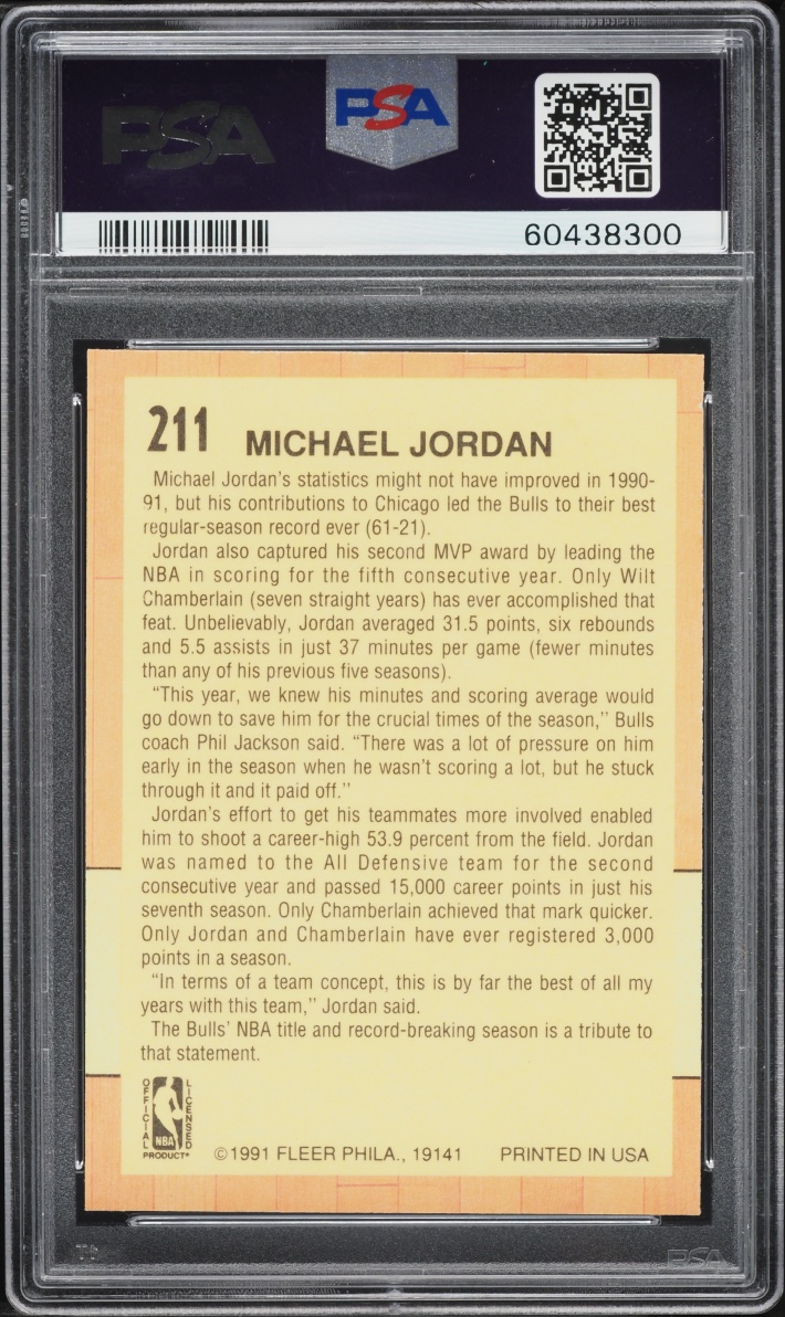 1991 Fleer Basketball Michael Jordan #211 PSA 7 NRMT