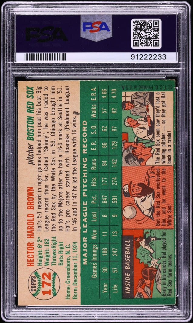 1954 Topps Hal Brown #172 PSA 6 EXMT