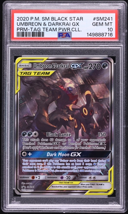 2020 Pokemon SM Promo Tag Team Powers Alt Art Umbreon & Darkrai GX #SM241 PSA 10 GEM MINT