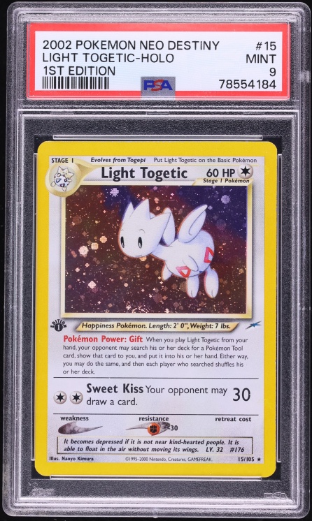 2002 Pokemon Neo Destiny 1st Edition Holo Light Togetic #15 PSA 9 MINT