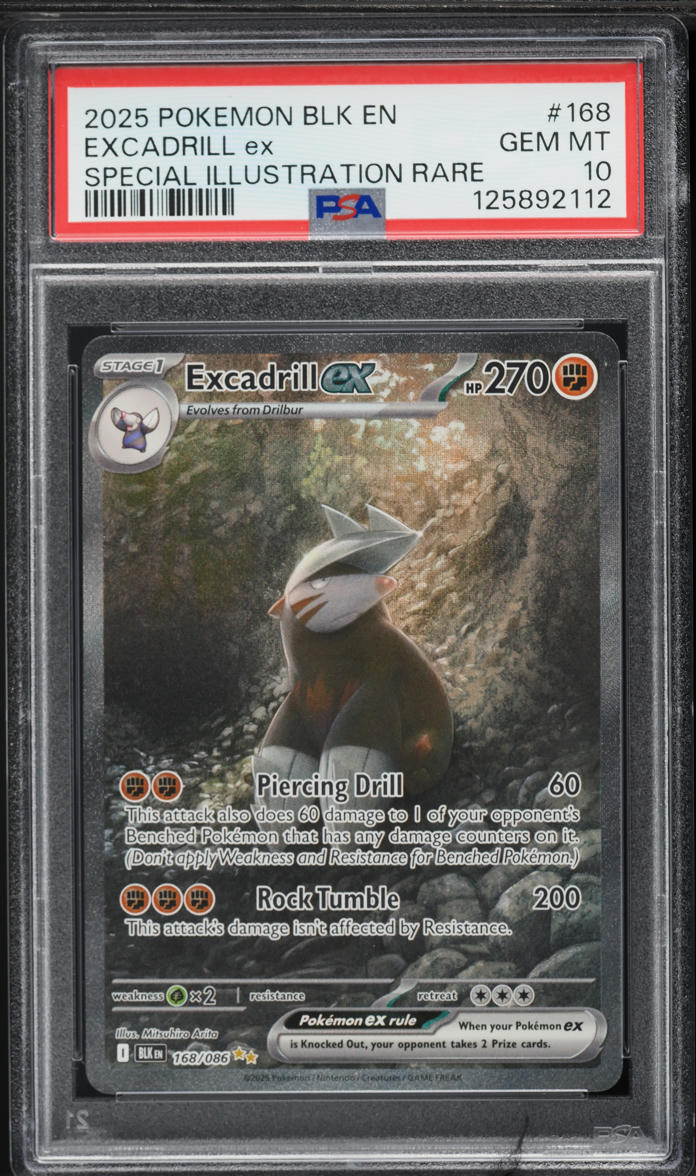 2025 Pokemon Scarlet & Violet Black Bolt SIR Excadrill ex #168 PSA 10 GEM MINT