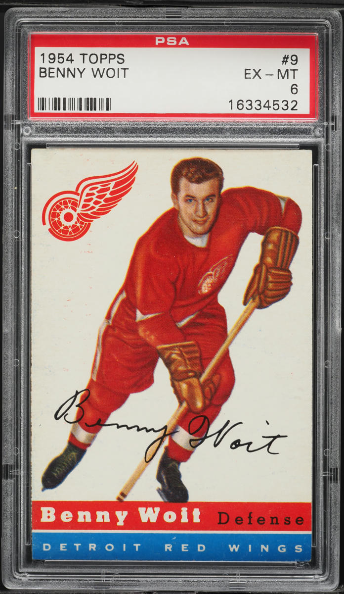 1954 Topps Hockey Benny Woit #9 PSA 6 EXMT