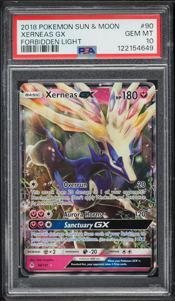 2018 Pokemon Sun & Moon Forbidden Light Xerneas GX #90 PSA 10 GEM MINT