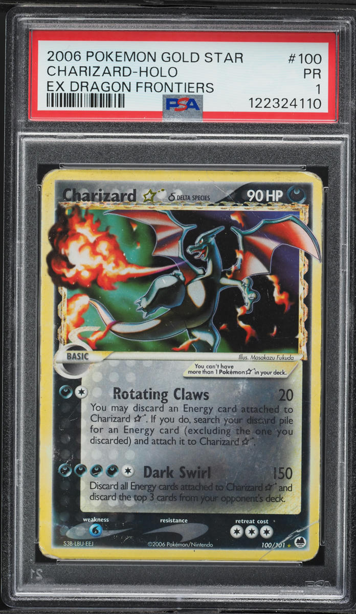 2006 Pokemon EX Dragon Frontiers Holo Charizard Gold Star #100 PSA 1 PR