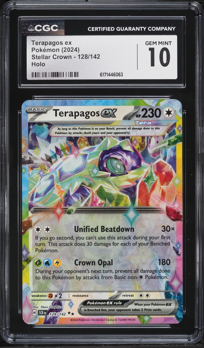 2024 Pokemon Scarlet & Violet Stellar Crown Holo Terapagos EX #128 CGC 10 GEM MINT