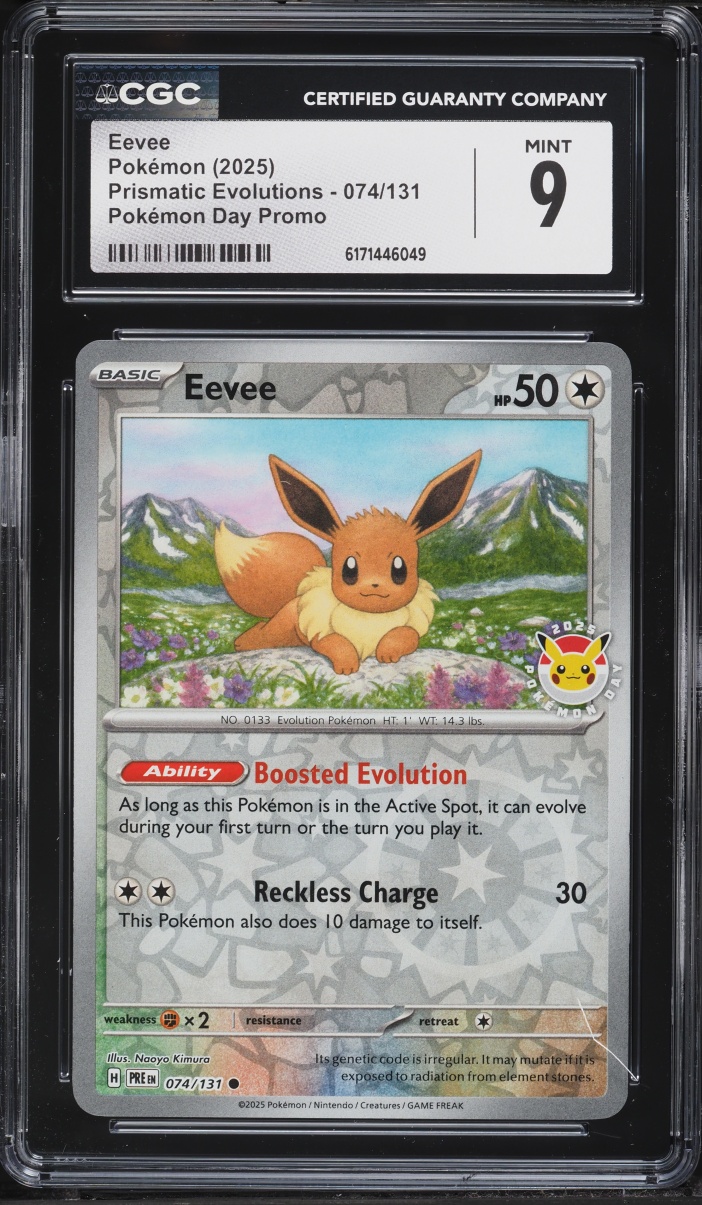 2025 Pokemon Scarlet & Violet Promo Prismatic Evolutions Day Reverse Holo Eevee #074 CGC 9 MINT