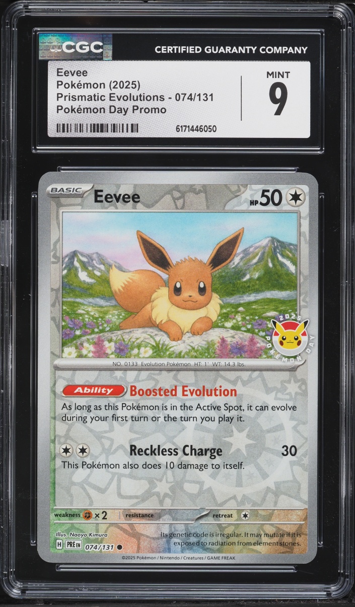 2025 Pokemon Scarlet & Violet Promo Prismatic Evolutions Day Reverse Holo Eevee #074 CGC 9 MINT