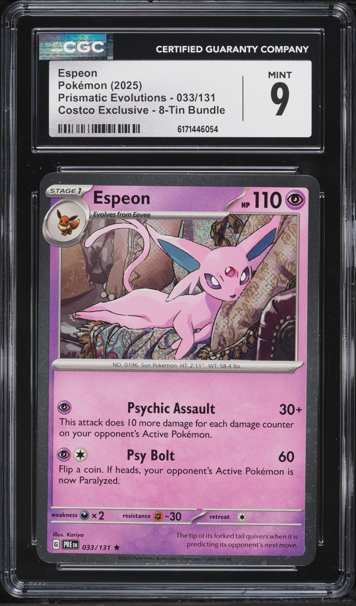 2025 Pokemon Scarlet & Violet Prismatic Evolutions Costco Exclusive Espeon #33 CGC 9 MINT