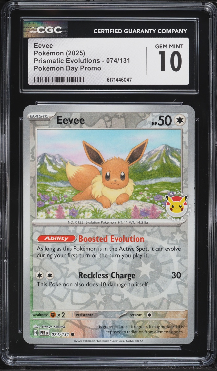 2025 Pokemon Scarlet & Violet Promo Prismatic Evolutions Day Reverse Holo Eevee #074 CGC 10 GEM