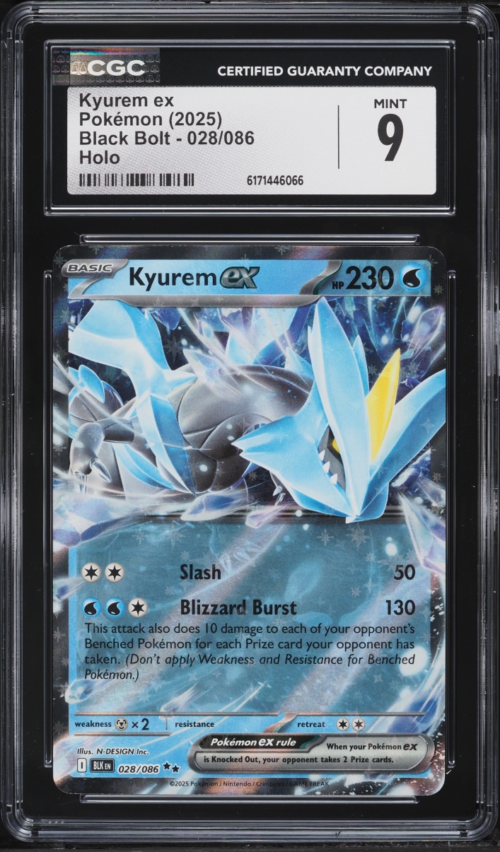2025 Pokemon Scarlet & Violet Black Bolt Holo Kyurem Ex #28 CGC 9 MINT
