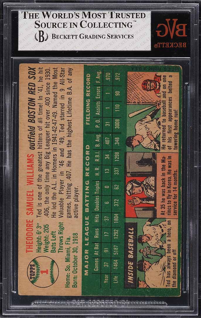1954 Topps Ted Williams #1 BVG 4.5 VGEX+